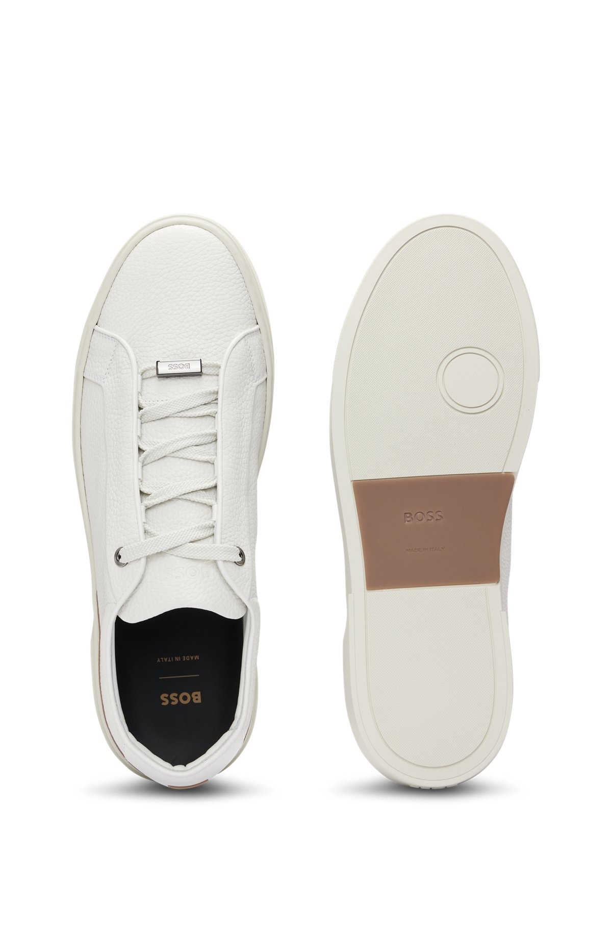GARY GRAINED-LEATHER TRAINERS WITH LOGO LACE LOOP - 4