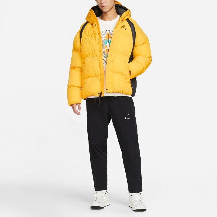 Air Jordan Wide Stripe Zipper Hooded Winter Jacket Men's Yellow DX6596-781 - 4