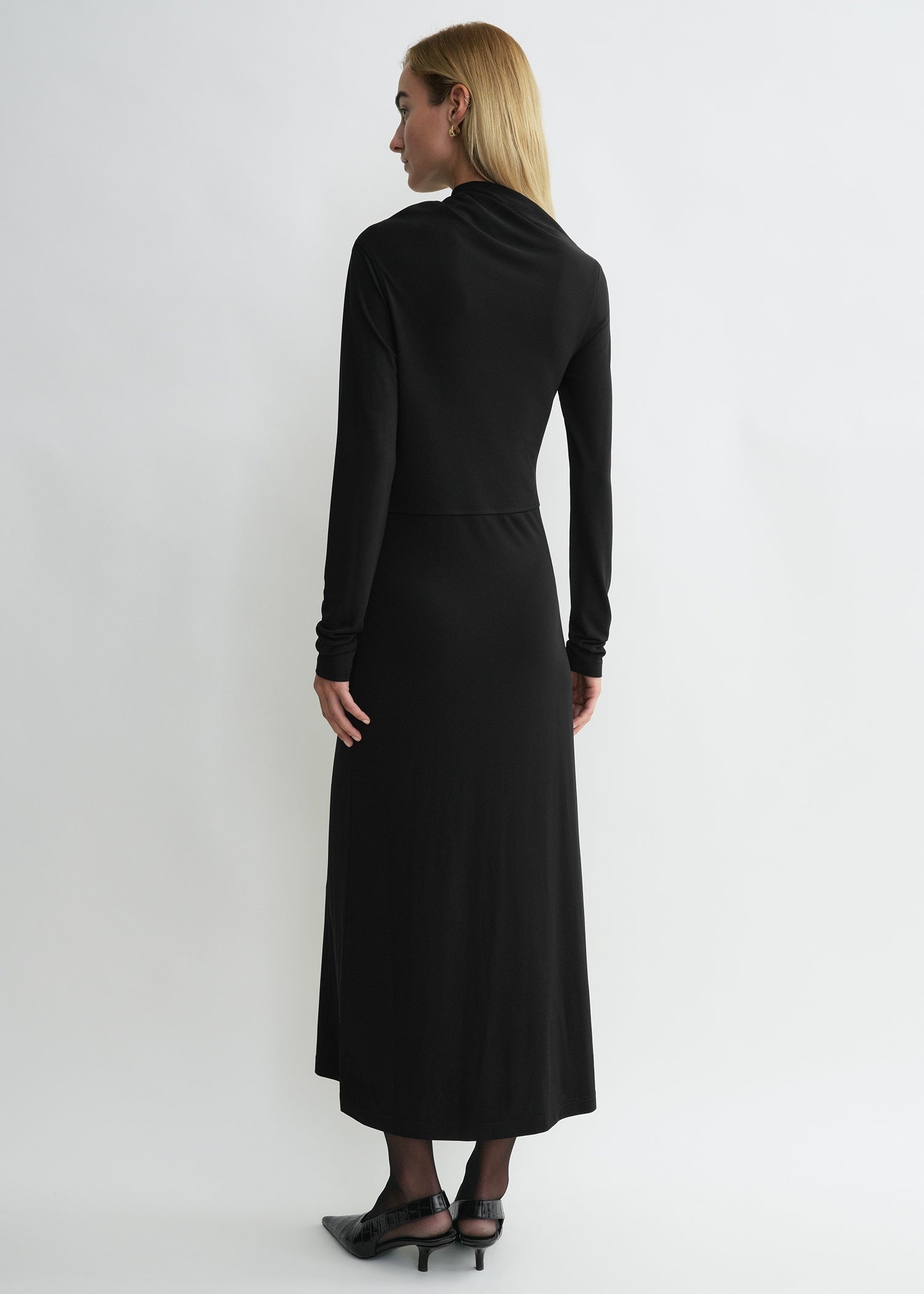 Draped jersey dress black - 4