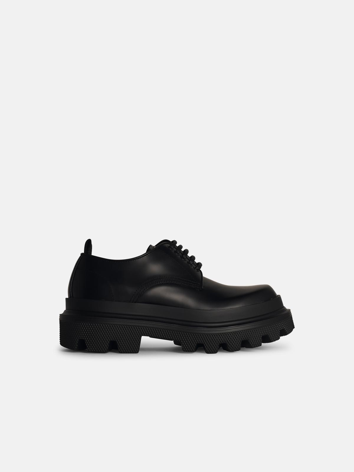 SCARPA 'DERBY' IN MATT BLACK LEATHER - 1