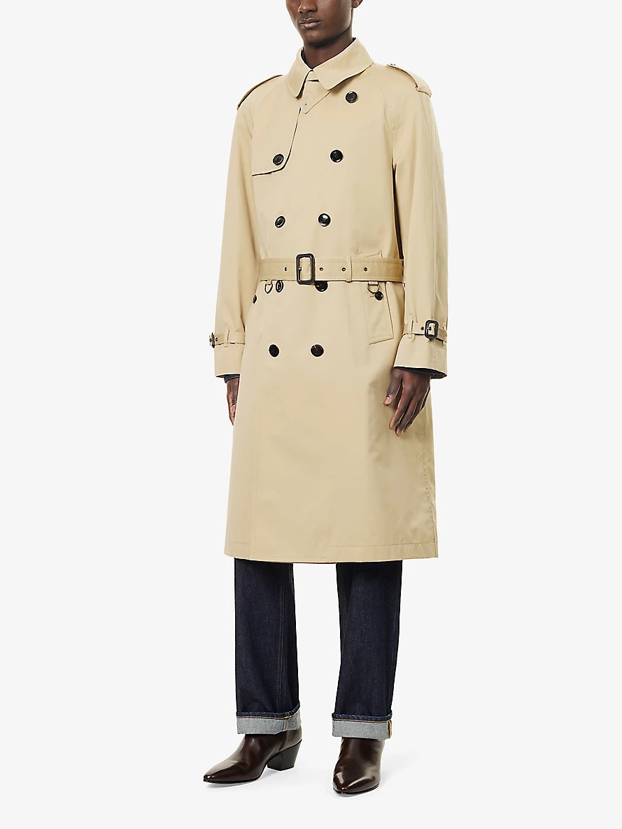 Belted Two-Buttoned-Pockets Relaxed-Fit Cotton and Silk-Blend Trench - 3
