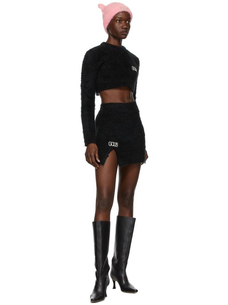 GCDS Black Mohair Cropped Sweater outlook