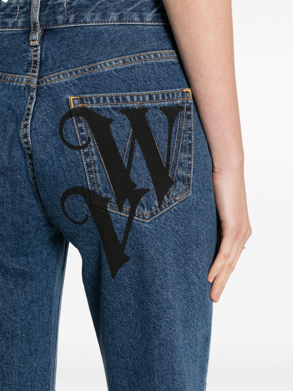 monogram-print tapered jeans - 5