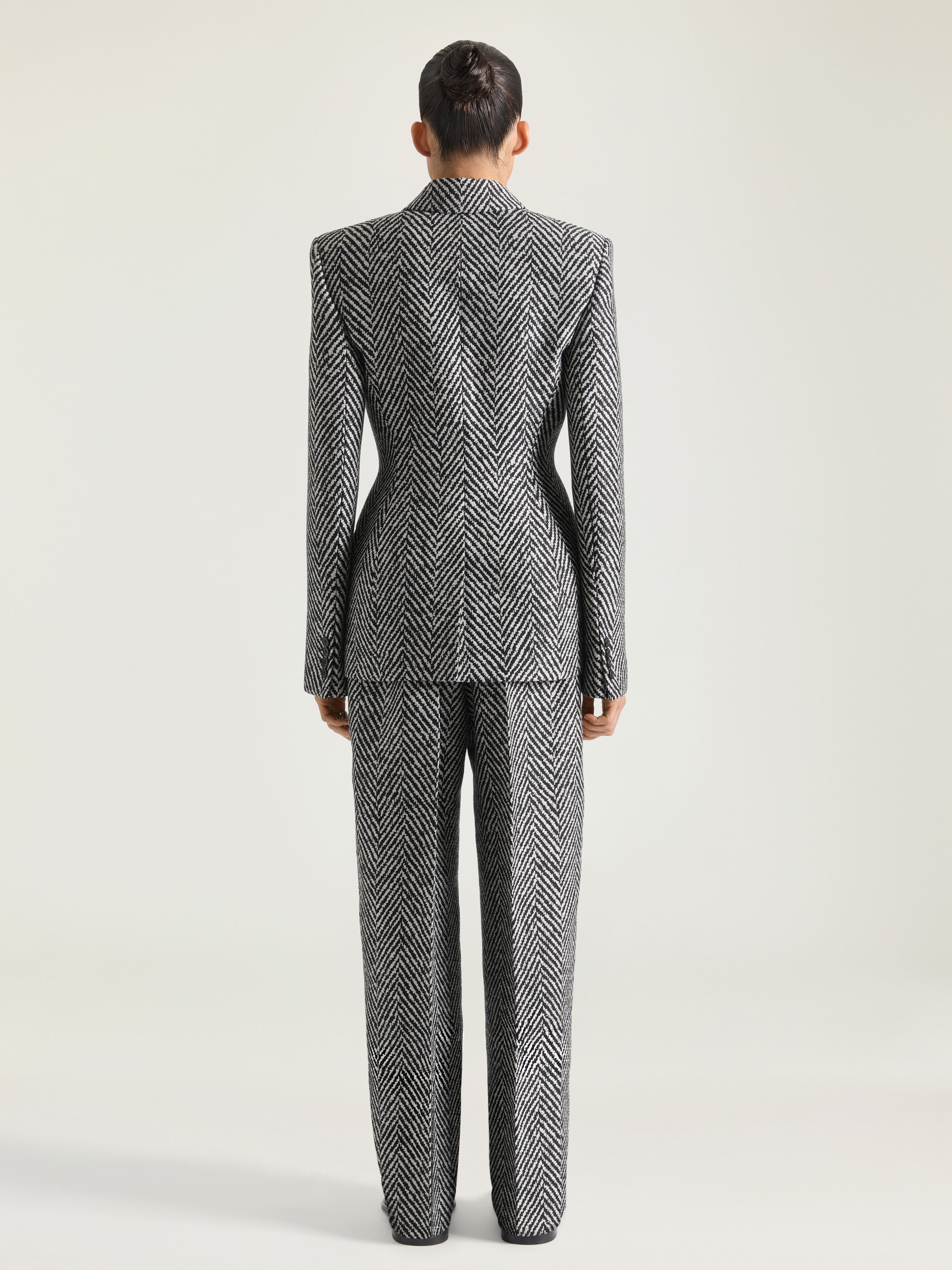 DOUBLE-BREASTED JACKET IN WOOL AND SILK HERRINGBONE - 3