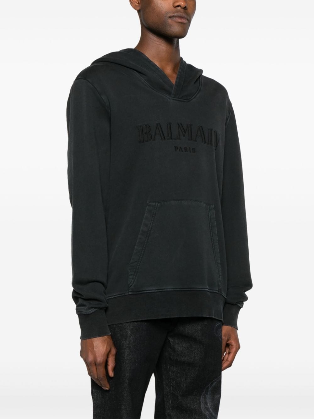 logo-embroidered cotton hoodie - 3