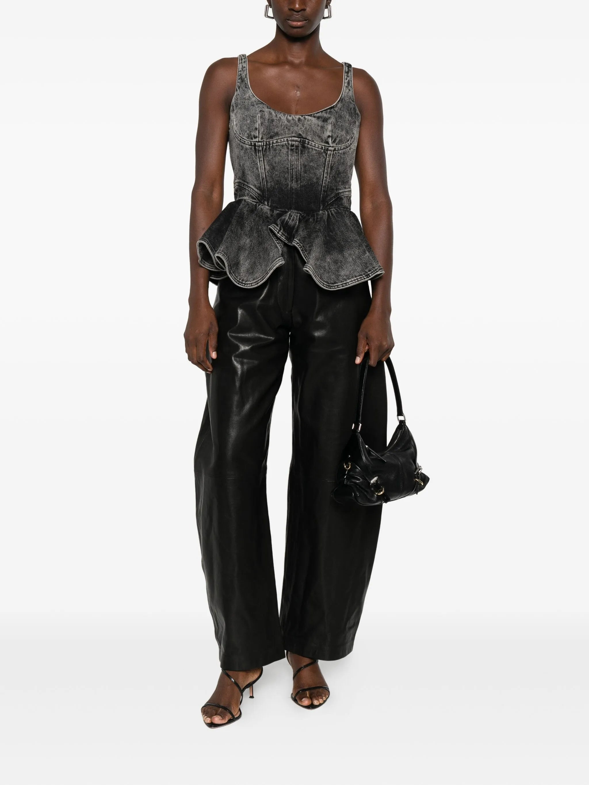 leather wide-leg trousers - 2