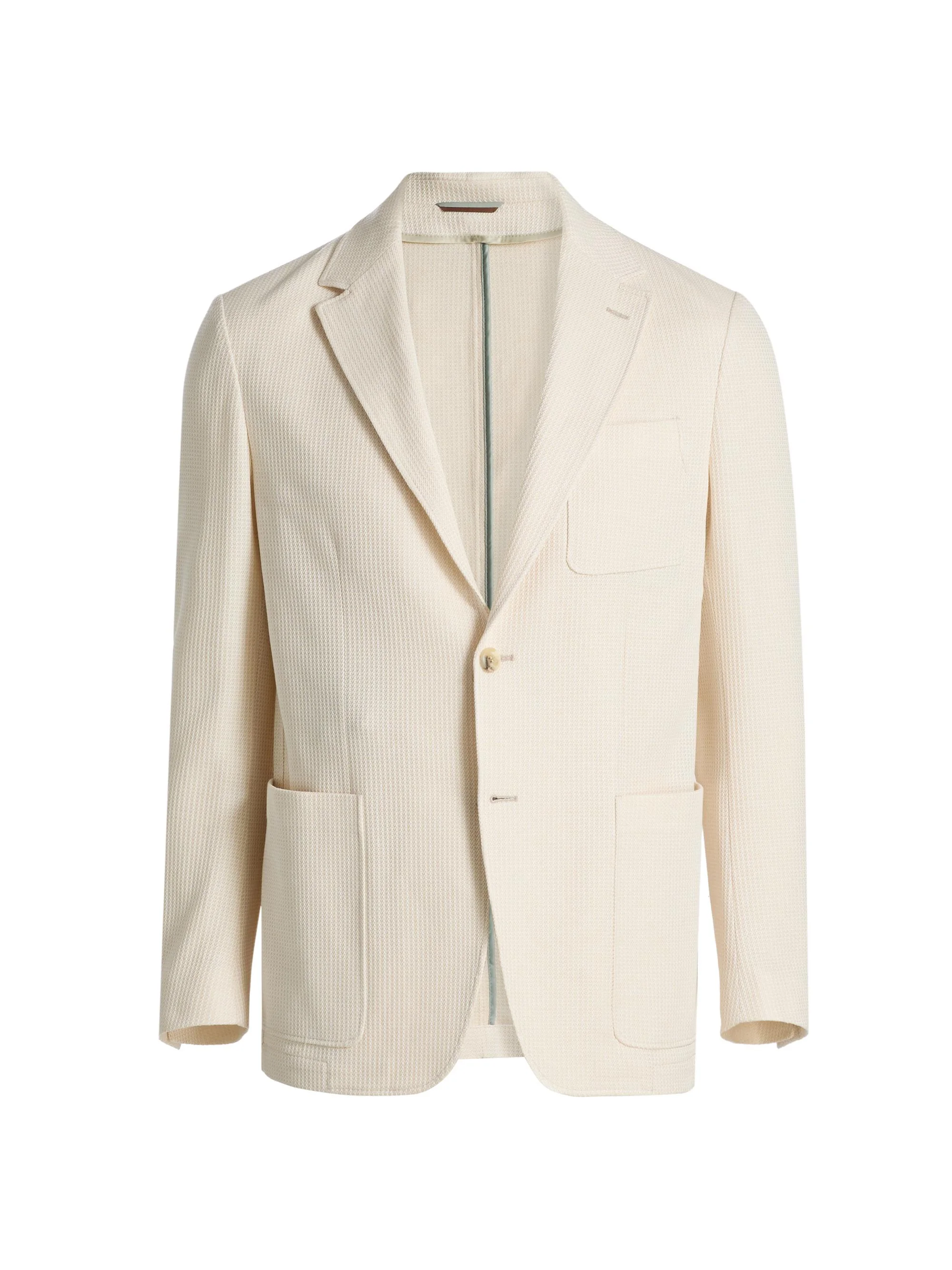 Men's Crochet Jersey Jacket - White - 1