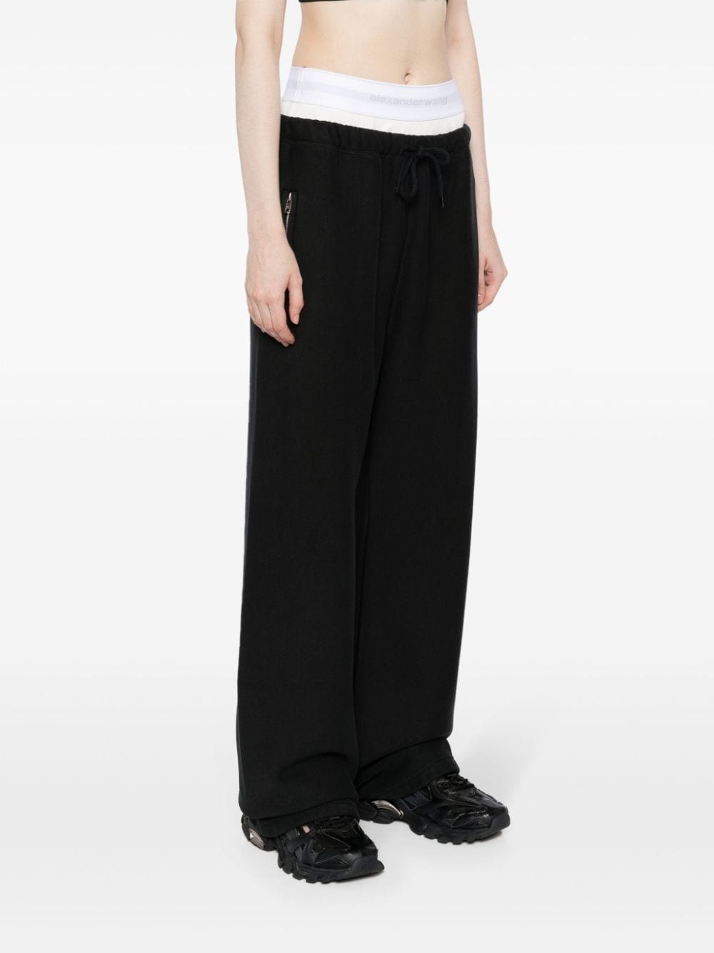 layered-design cotton track pants - 3