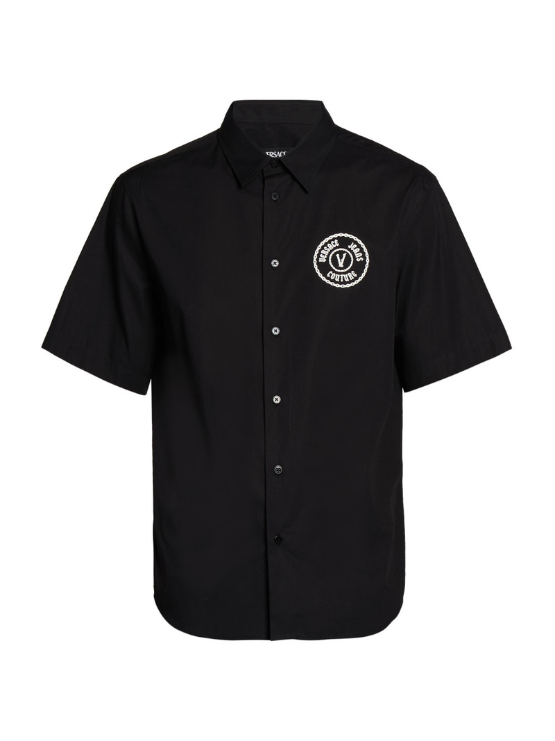 Men's Logo Patch Cotton Shirt - Black 1