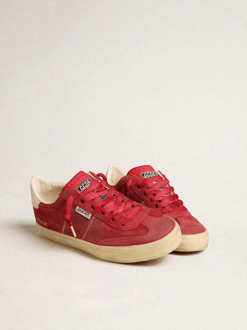 Golden Goose Women’s Soul Star in red suede with white leather heel tab outlook