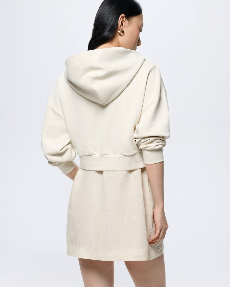 Womens Cropped Zip Up Hoodie - Bone White 5
