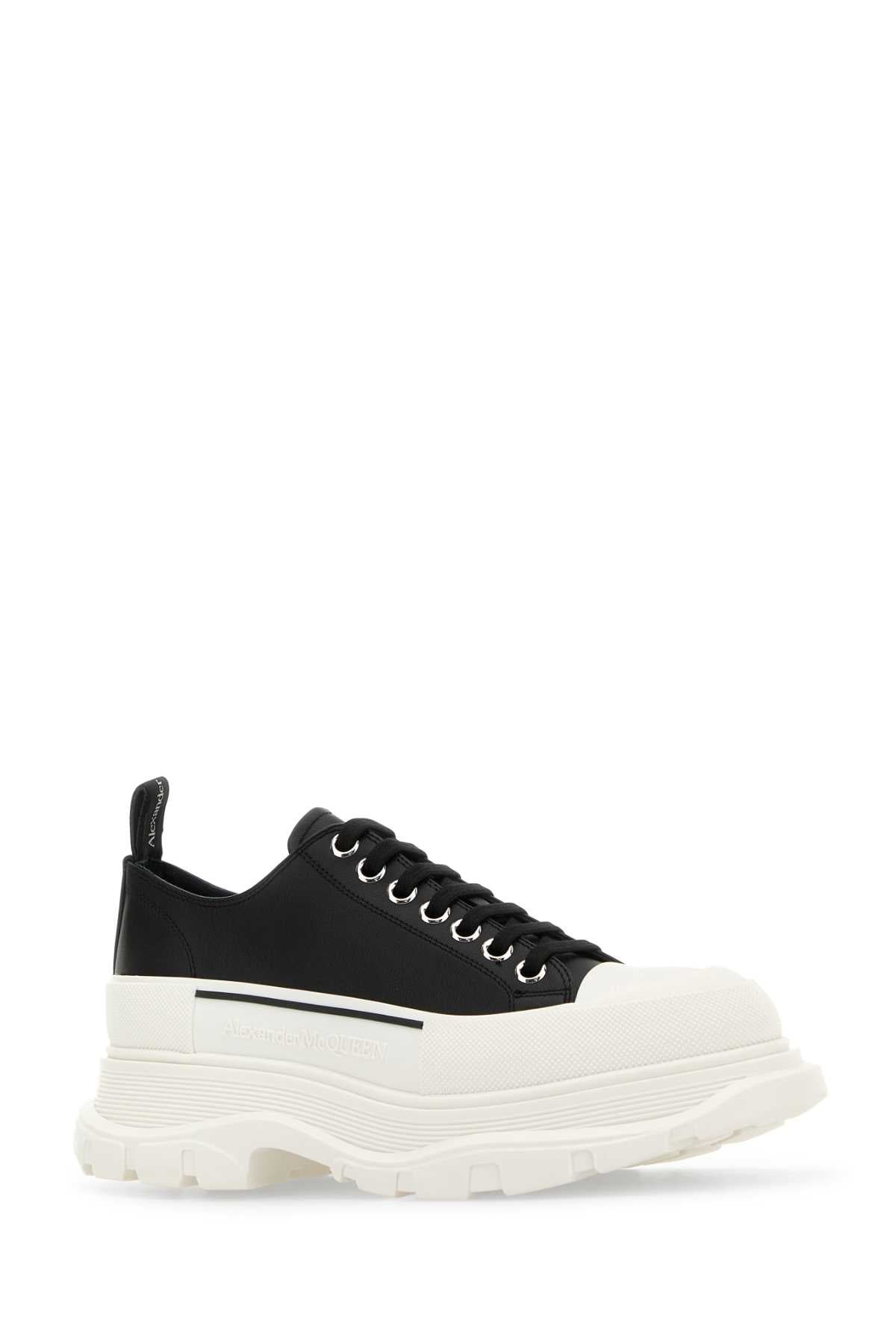 Alexander Mcqueen Men Black Nappa Leather Tread Slick Sneakers - 2