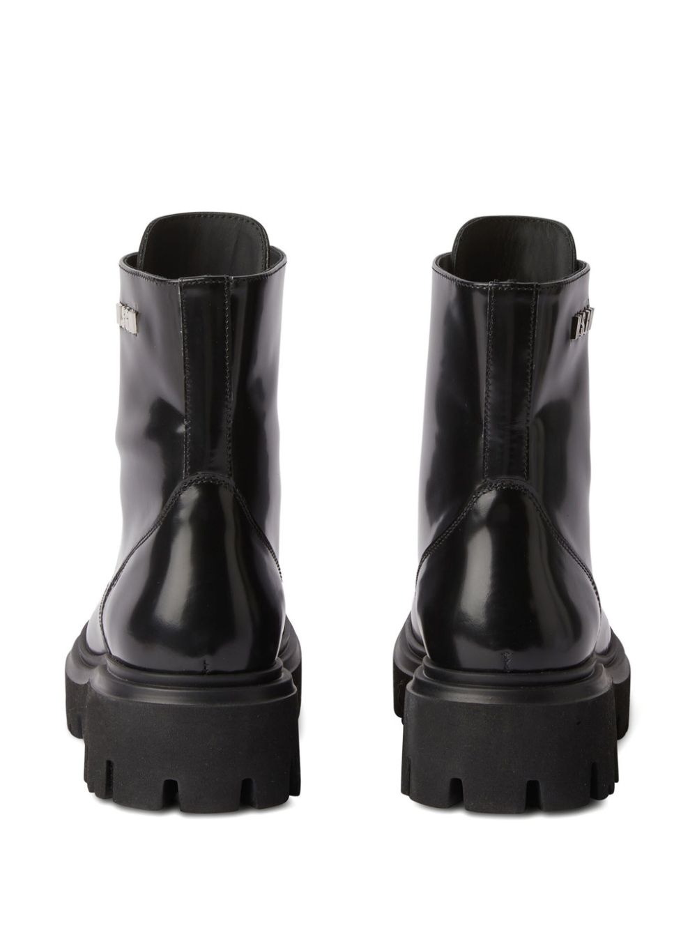 logo-lettering leather combat boots - 3