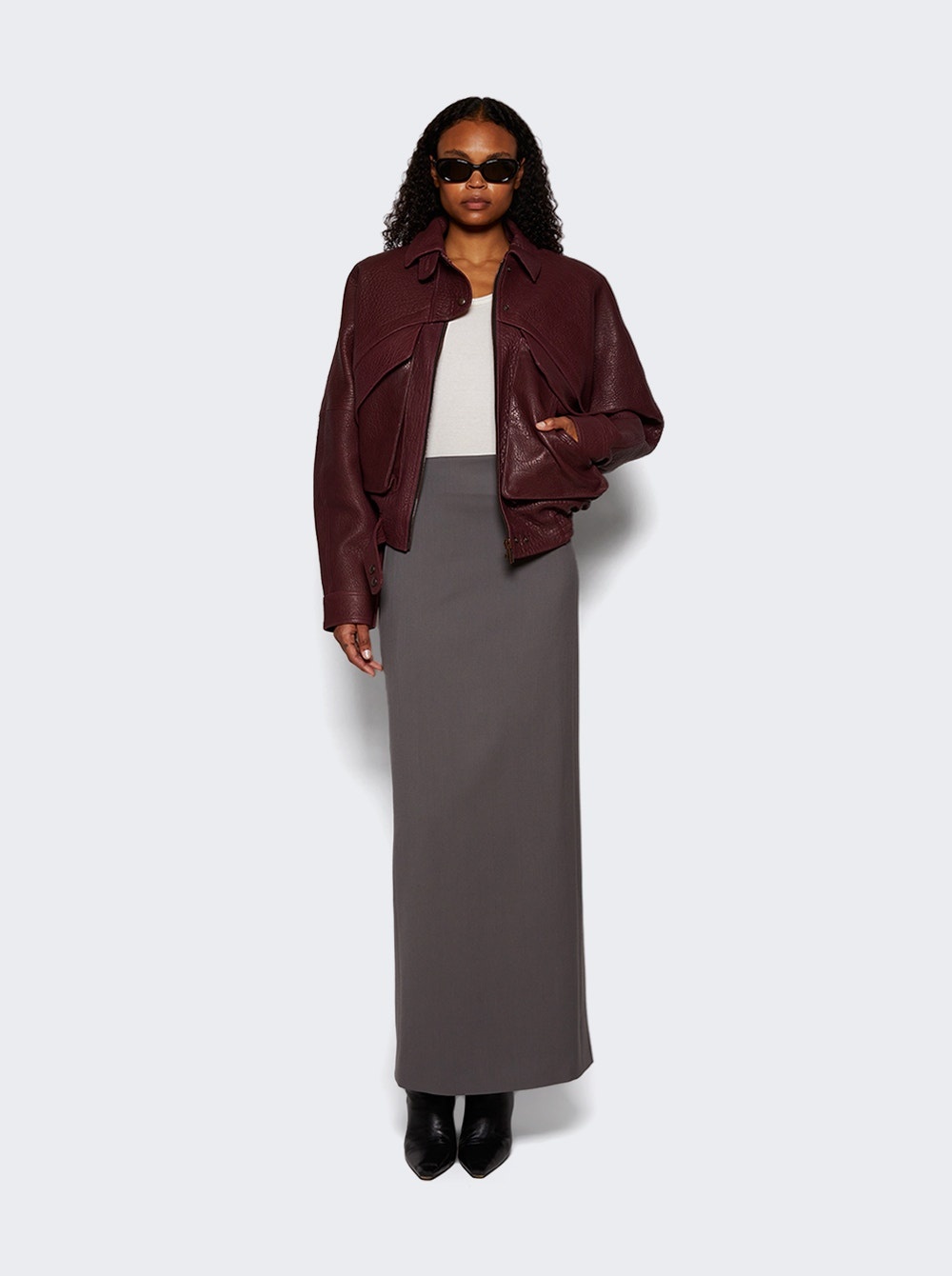Column Maxi Skirt Slate Grey - 2