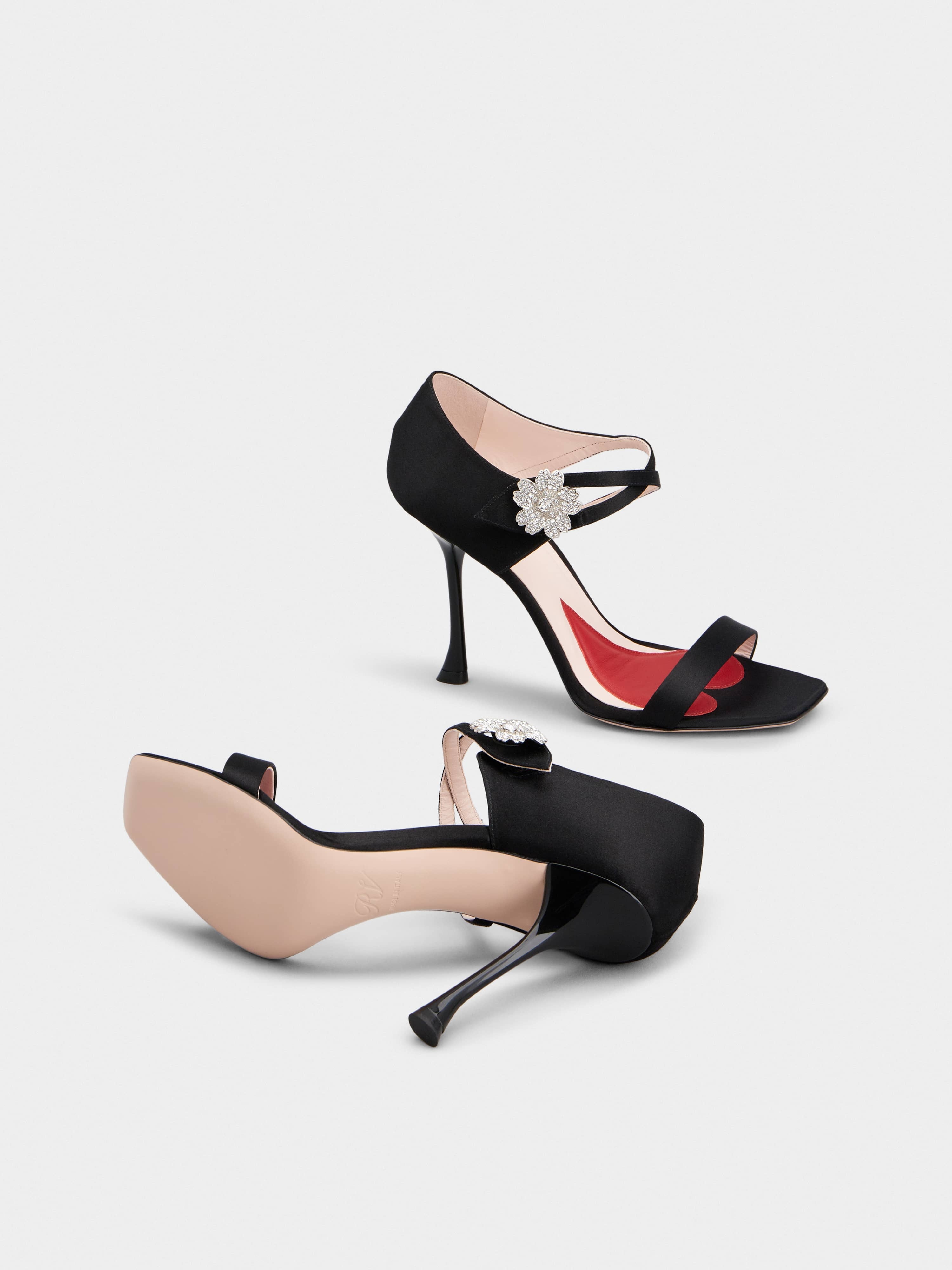 I Love Vivier Daisy Strass Sandals in Satin - 6