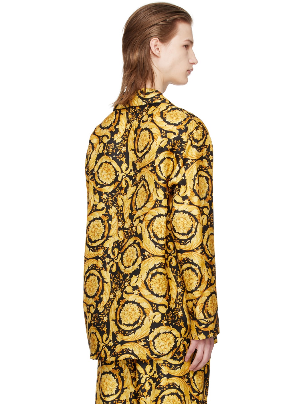 Black & Yellow Barocco Pyjama Shirt - 3