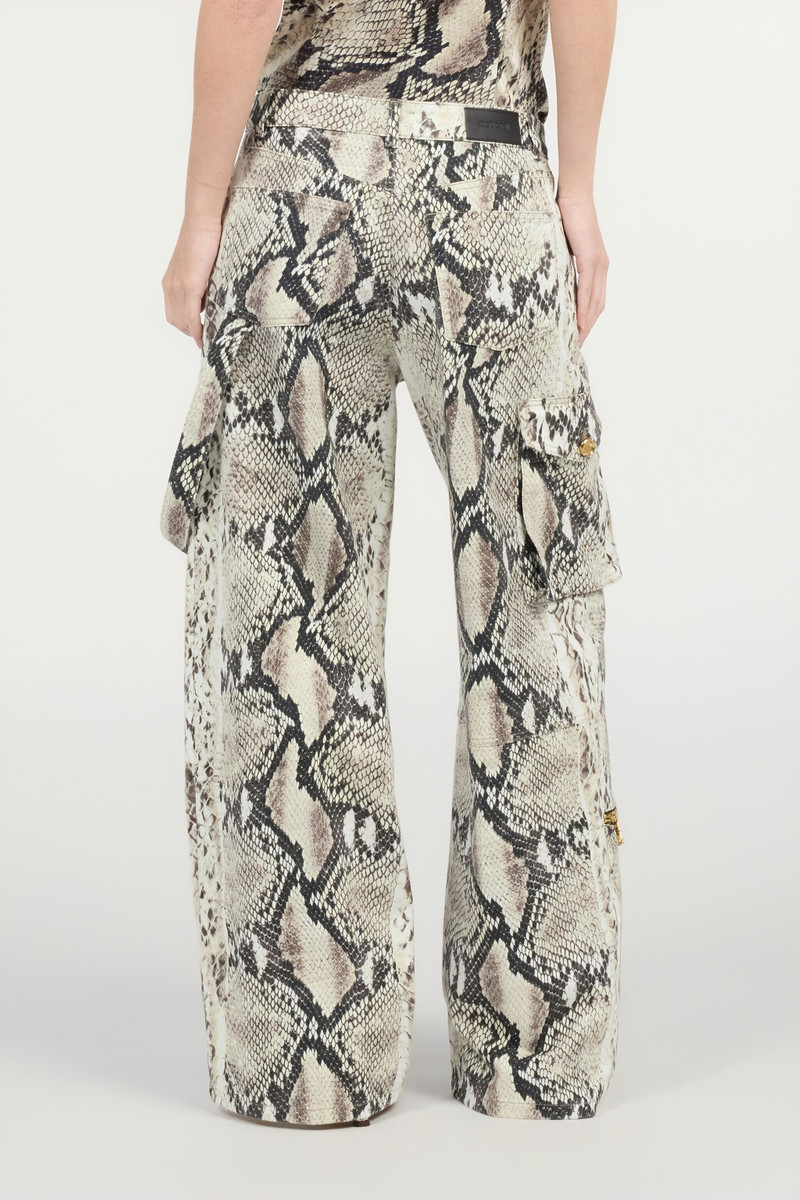 Rock Cargo Jeans With Python Print 4