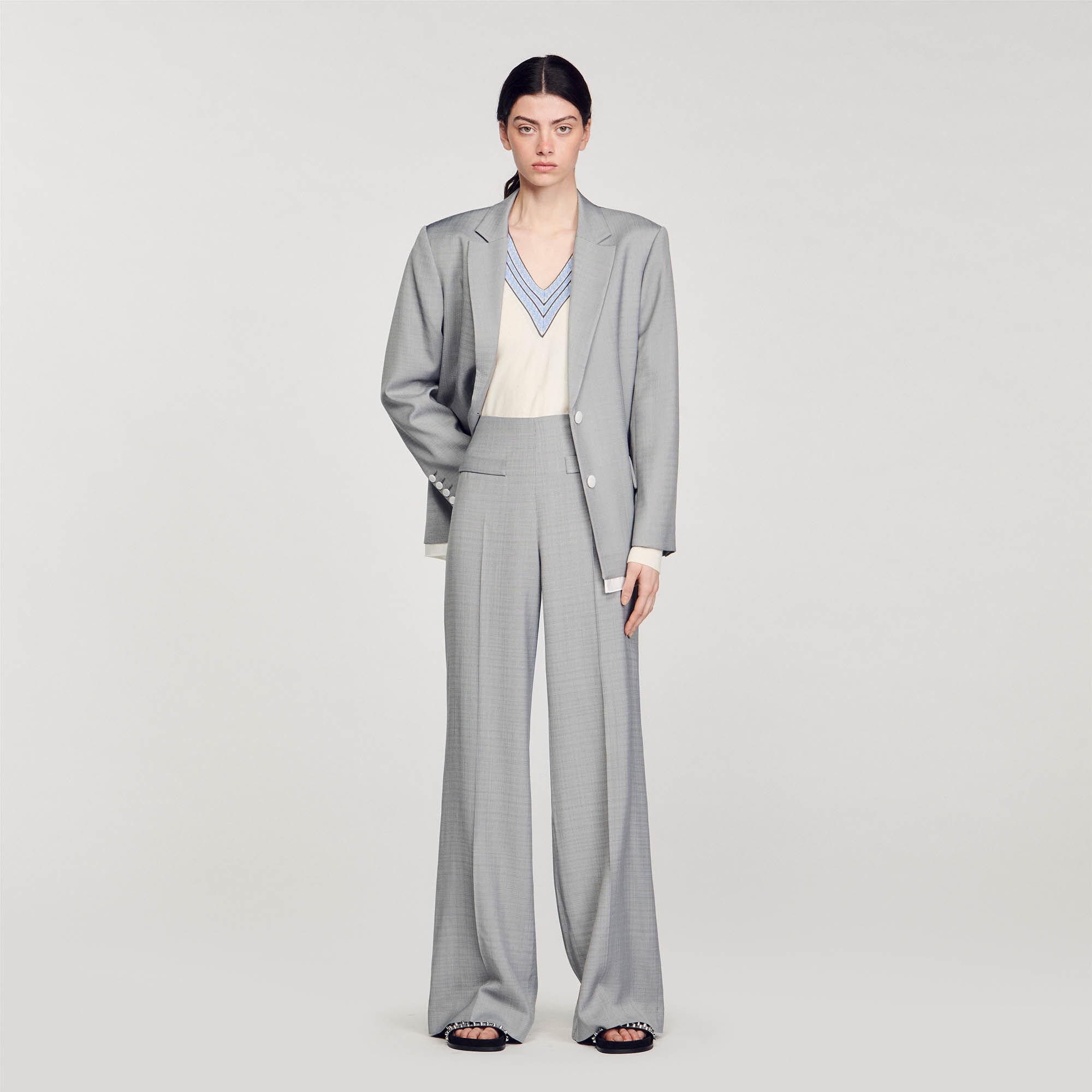 HIGH-WAISTED FLARED TROUSERS - 2