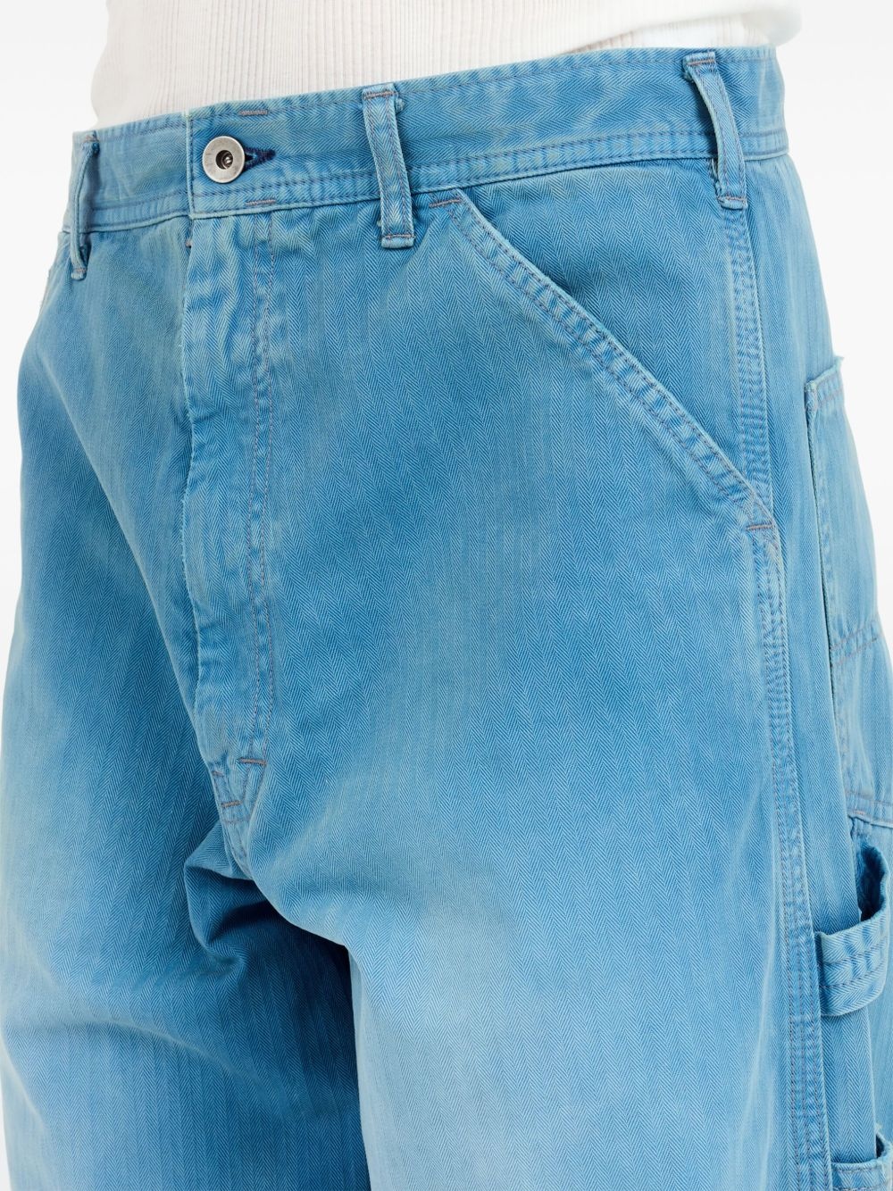 embroidered-logo drop-crotch wide-leg jeans - 7