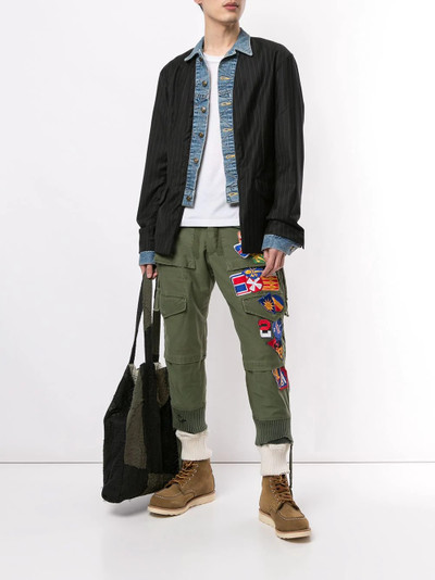 Greg Lauren badge embroidered cargo trousers outlook