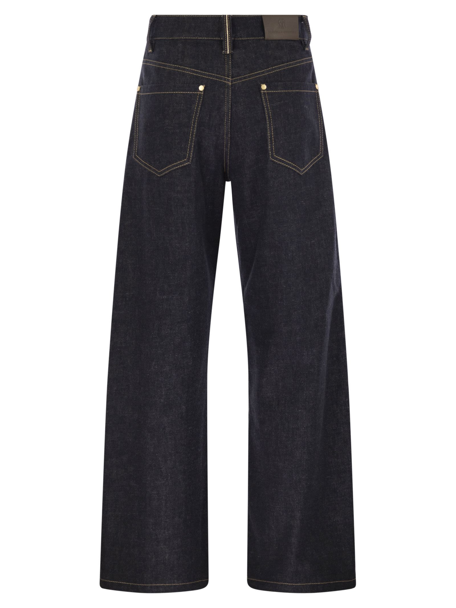 Brunello Cucinelli Women Loose Flared Denim Pants With Moniline - 2