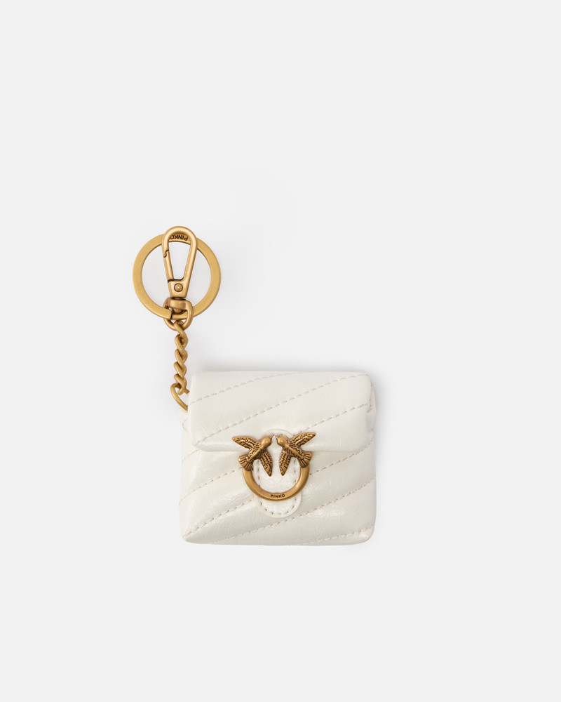 QUILTED AIRPODS CASE IN SHINY LEATHER WITH LOVE BIRDS LOGO 1