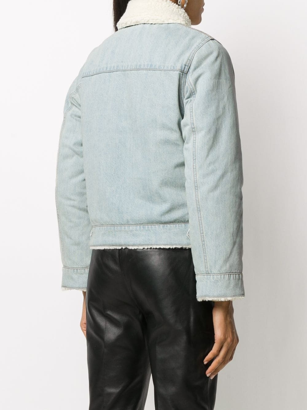 shearling-lined denim jacket - 4