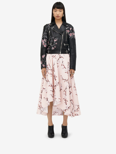 Alexander McQueen Women's Cherry Blossom Biker Jacket in Black/pink/ivory outlook
