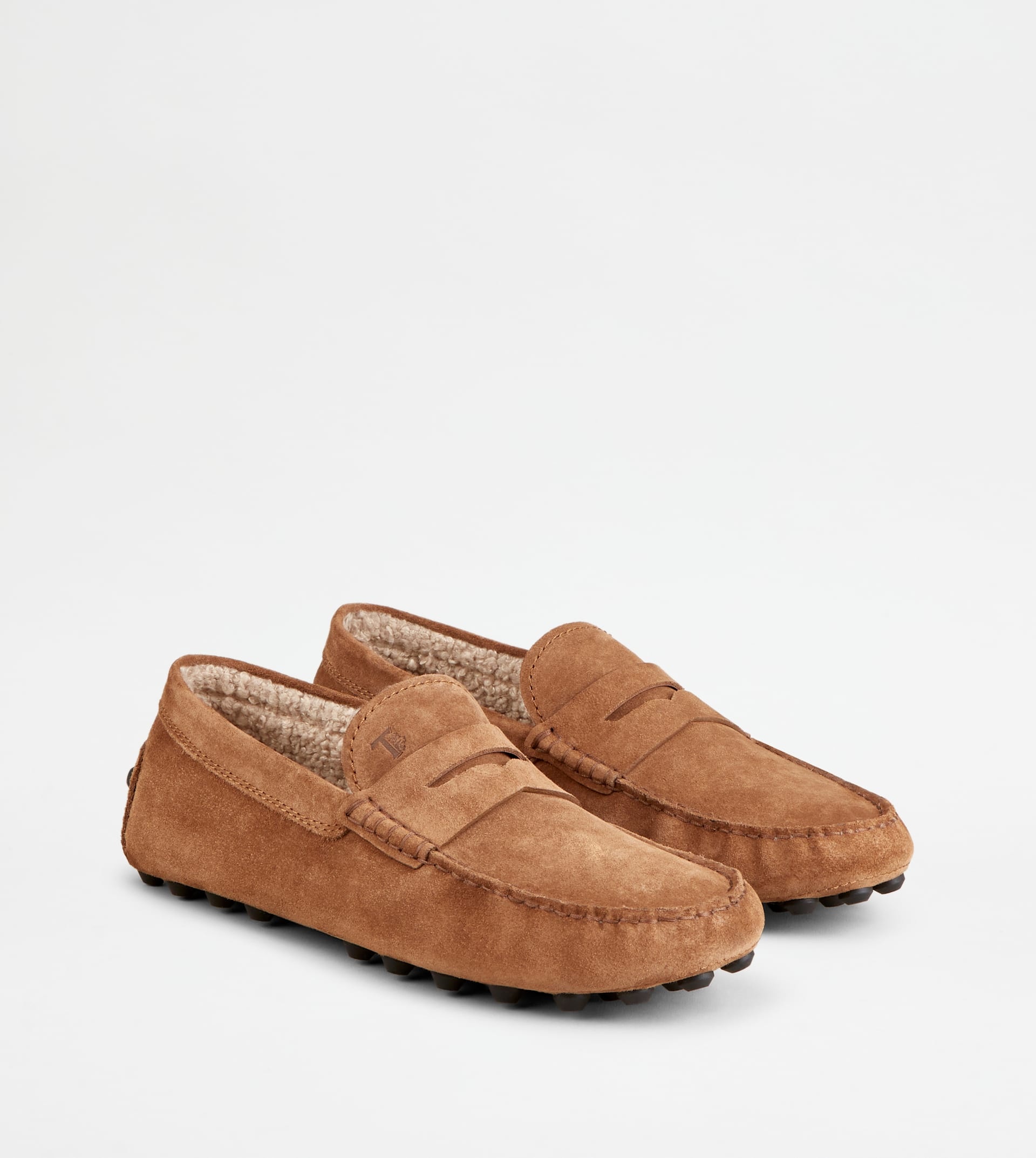 TOD'S GOMMINO BUBBLE IN SUEDE - FURRY LINING - BROWN - 3