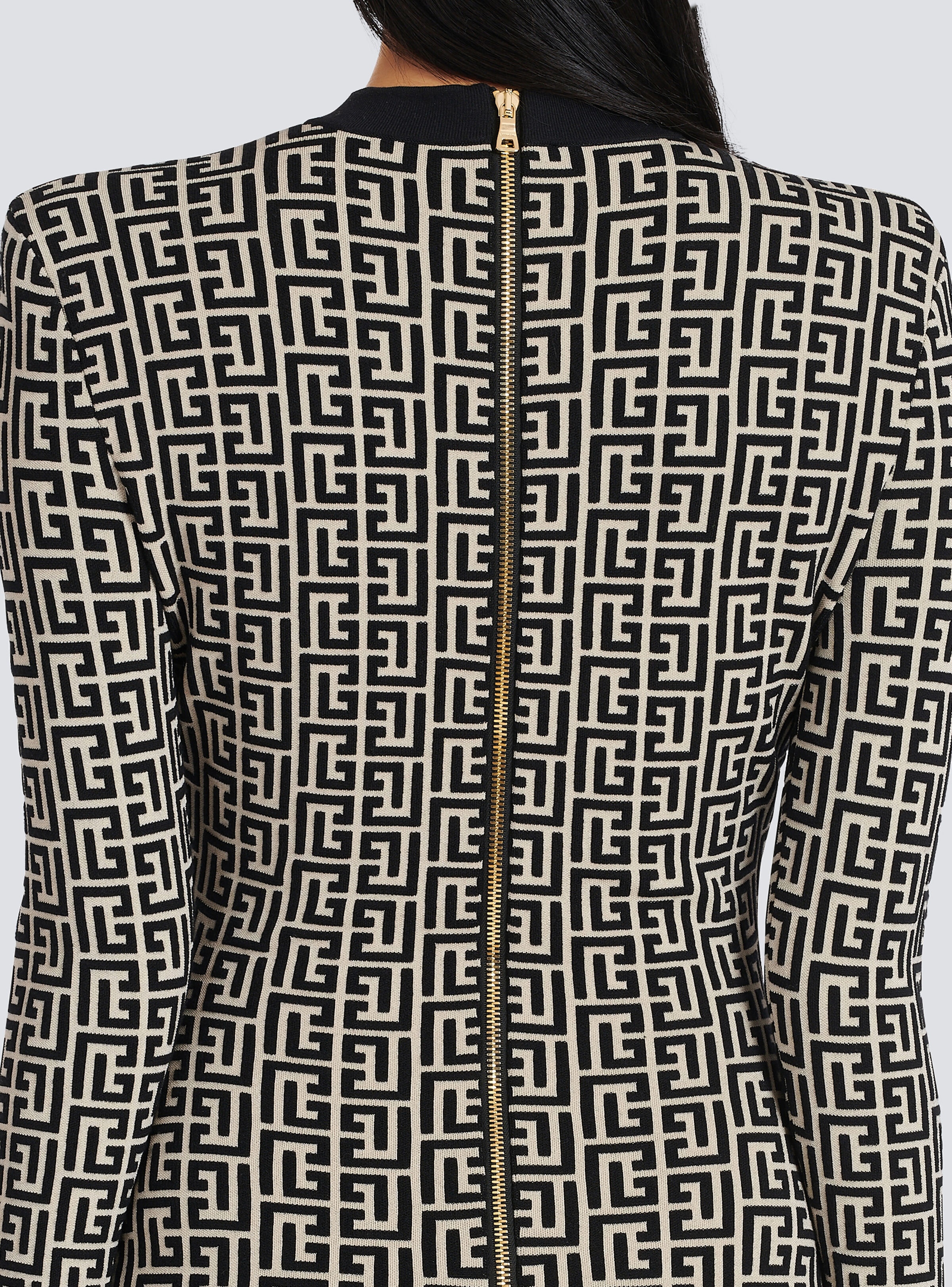 Short bicolor jacquard dress with Balmain monogram - 7