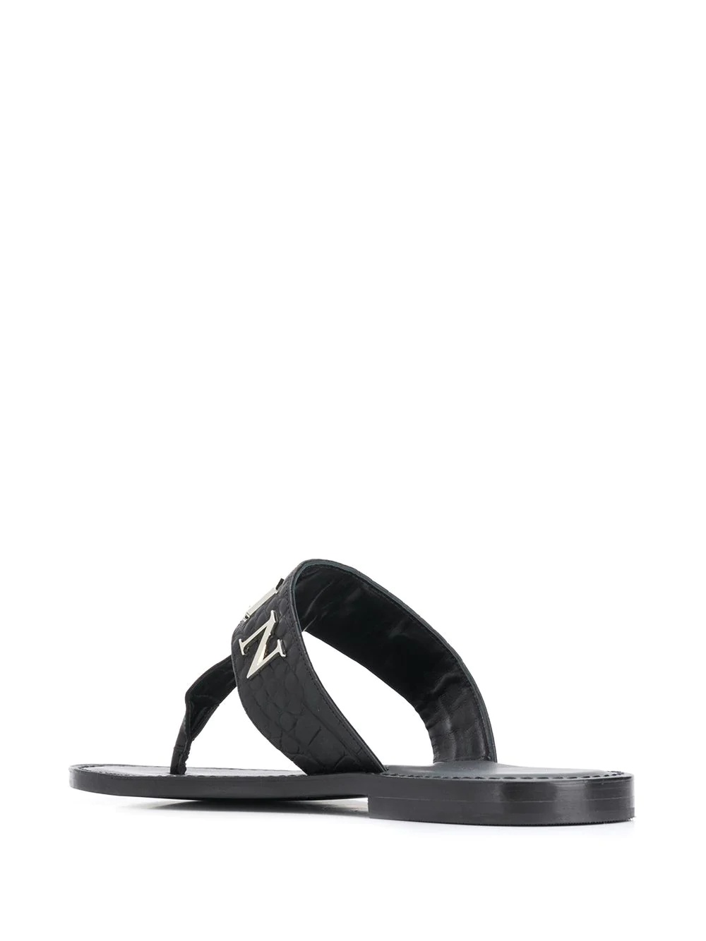 croc-effect logo plaque sandals - 3