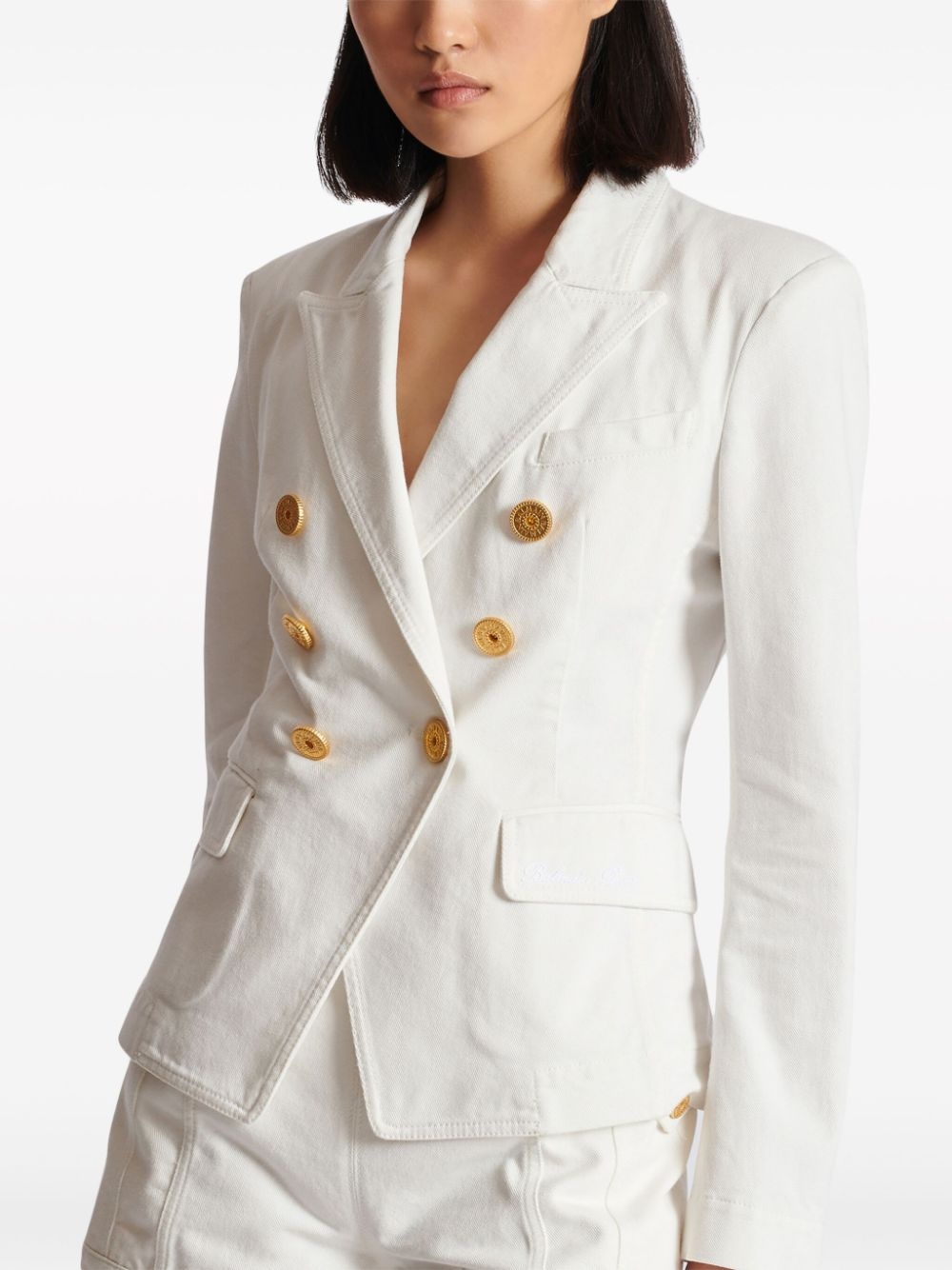 double-breasted cotton blazer - 5