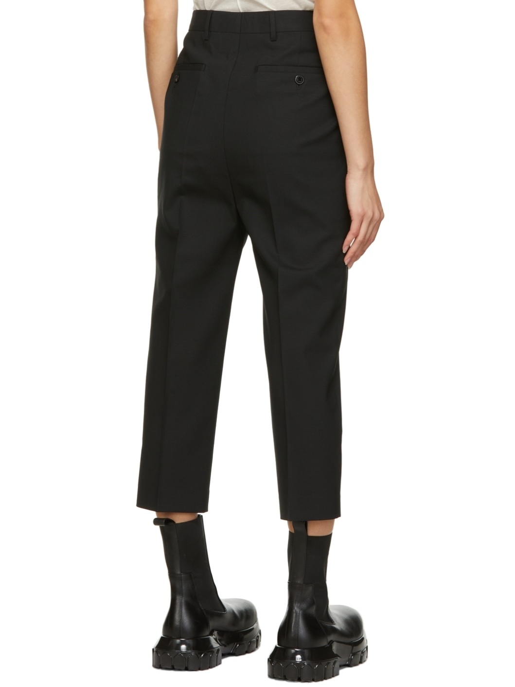 Black Wool Astaires Cropped Trousers - 3