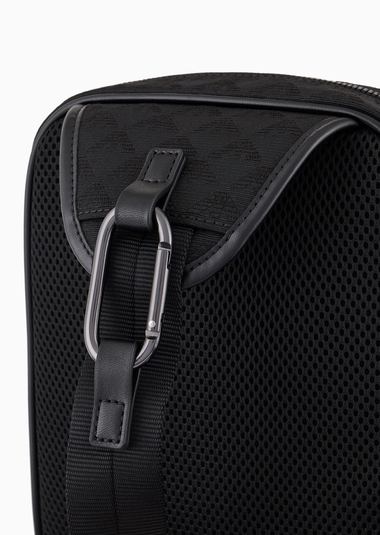 Nylon one-shoulder backpack with all-over jacquard eagle - 6