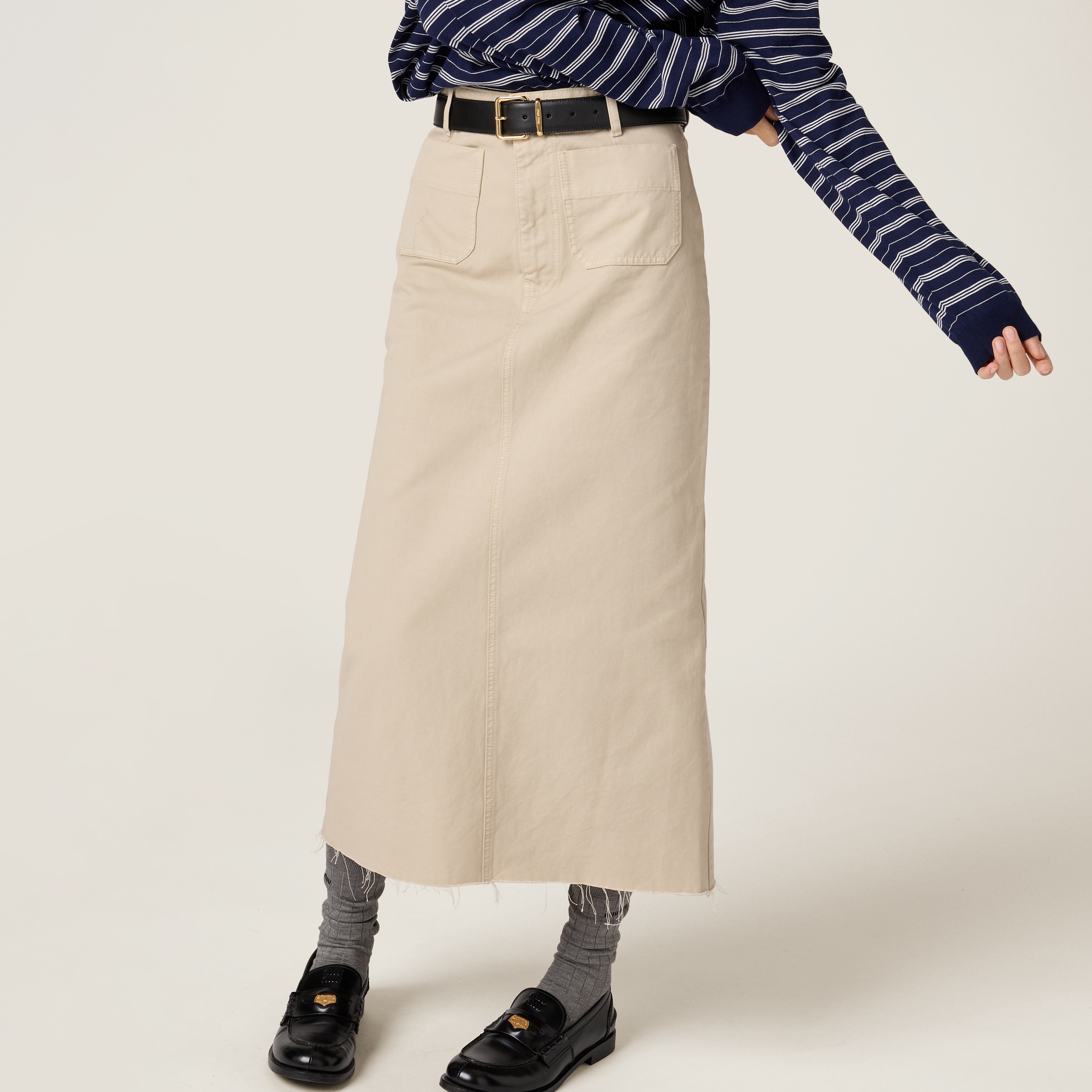 Garment-dyed gabardine midi-skirt - 5