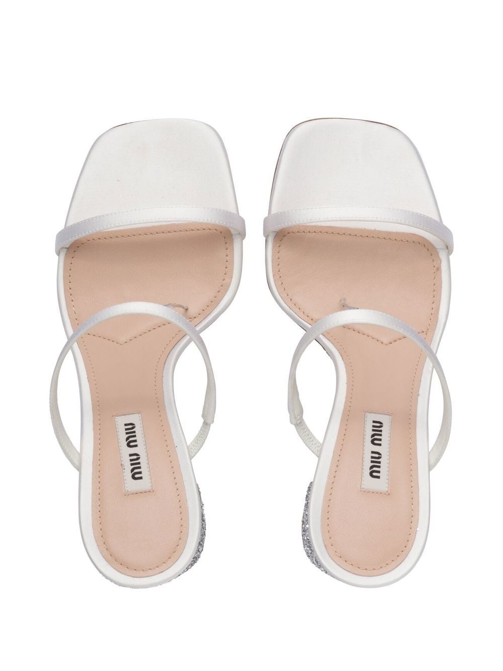 satin-finish glittered mules - 4