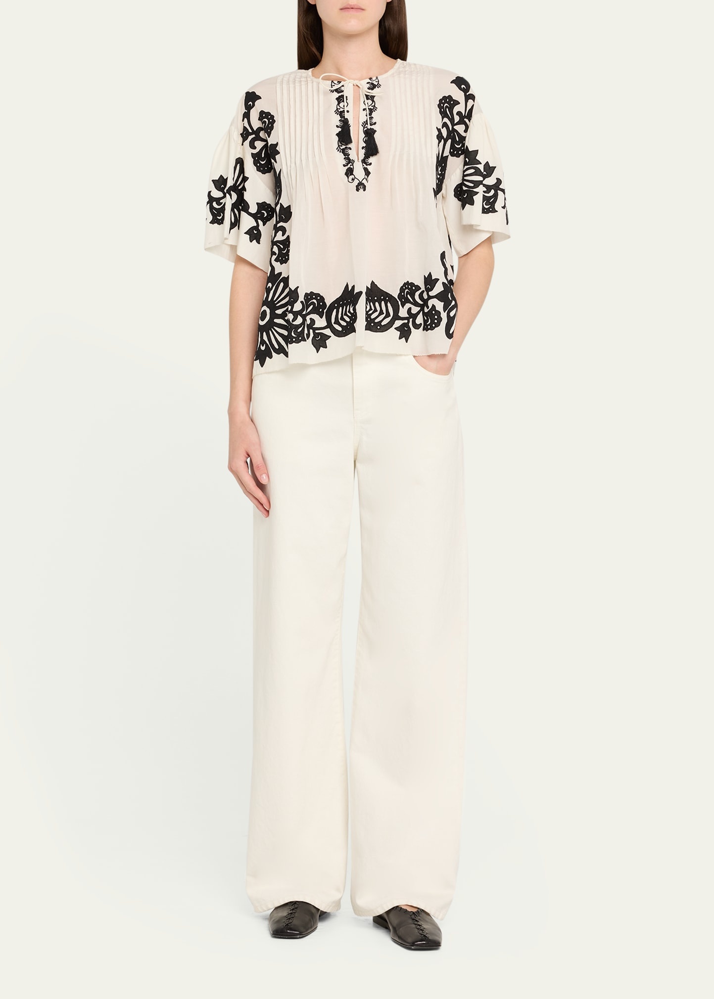 Liliana Short-Sleeve Appliqué Top - 2