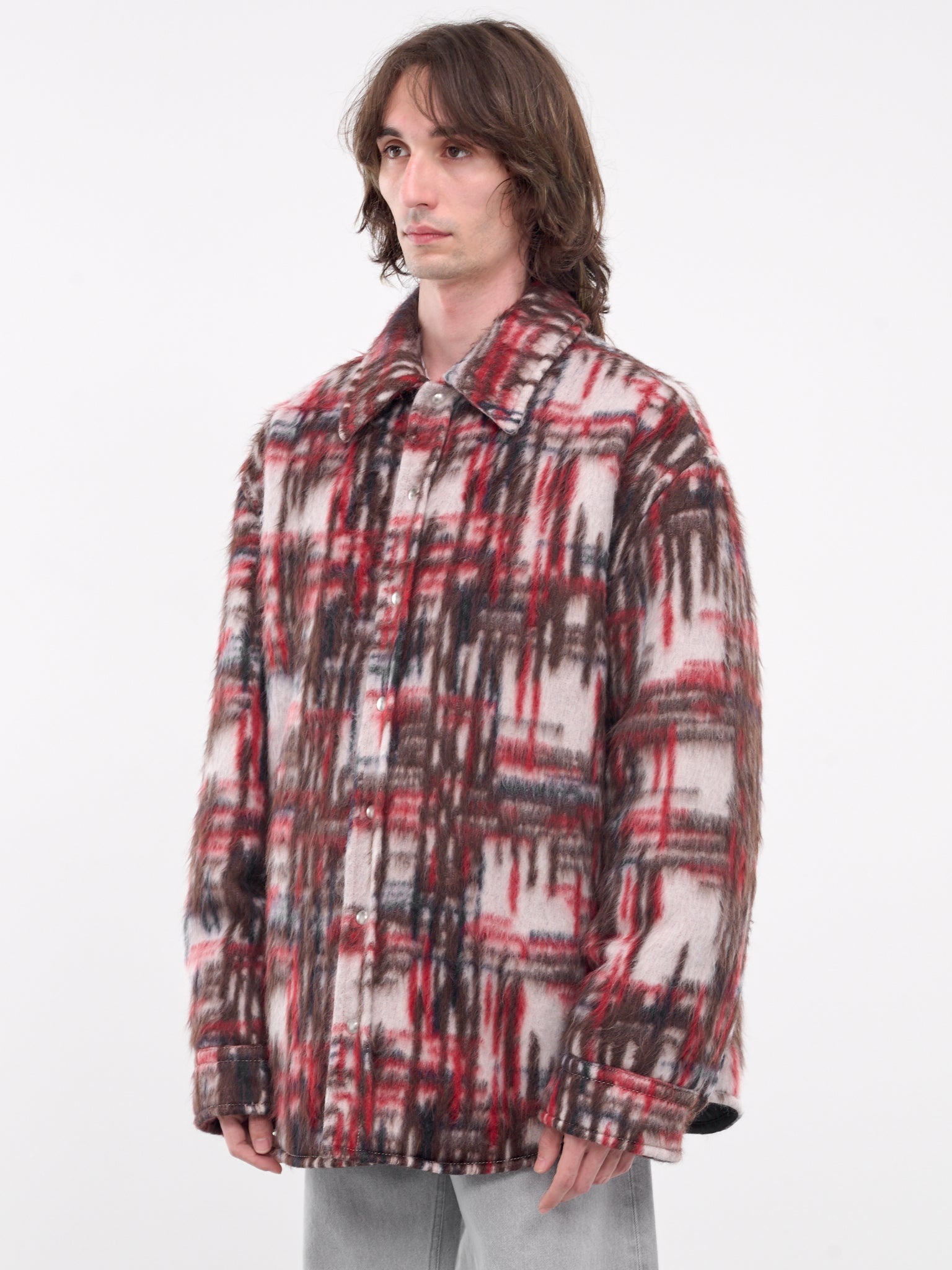 Knit Plaid Overshirt Jacket - 2