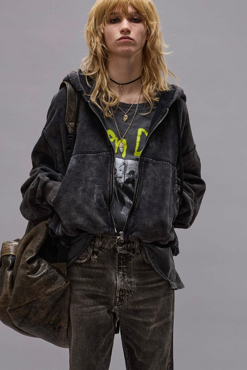 R13 BALLOON ZIP-UP HOODIE - WASHED BLACK outlook
