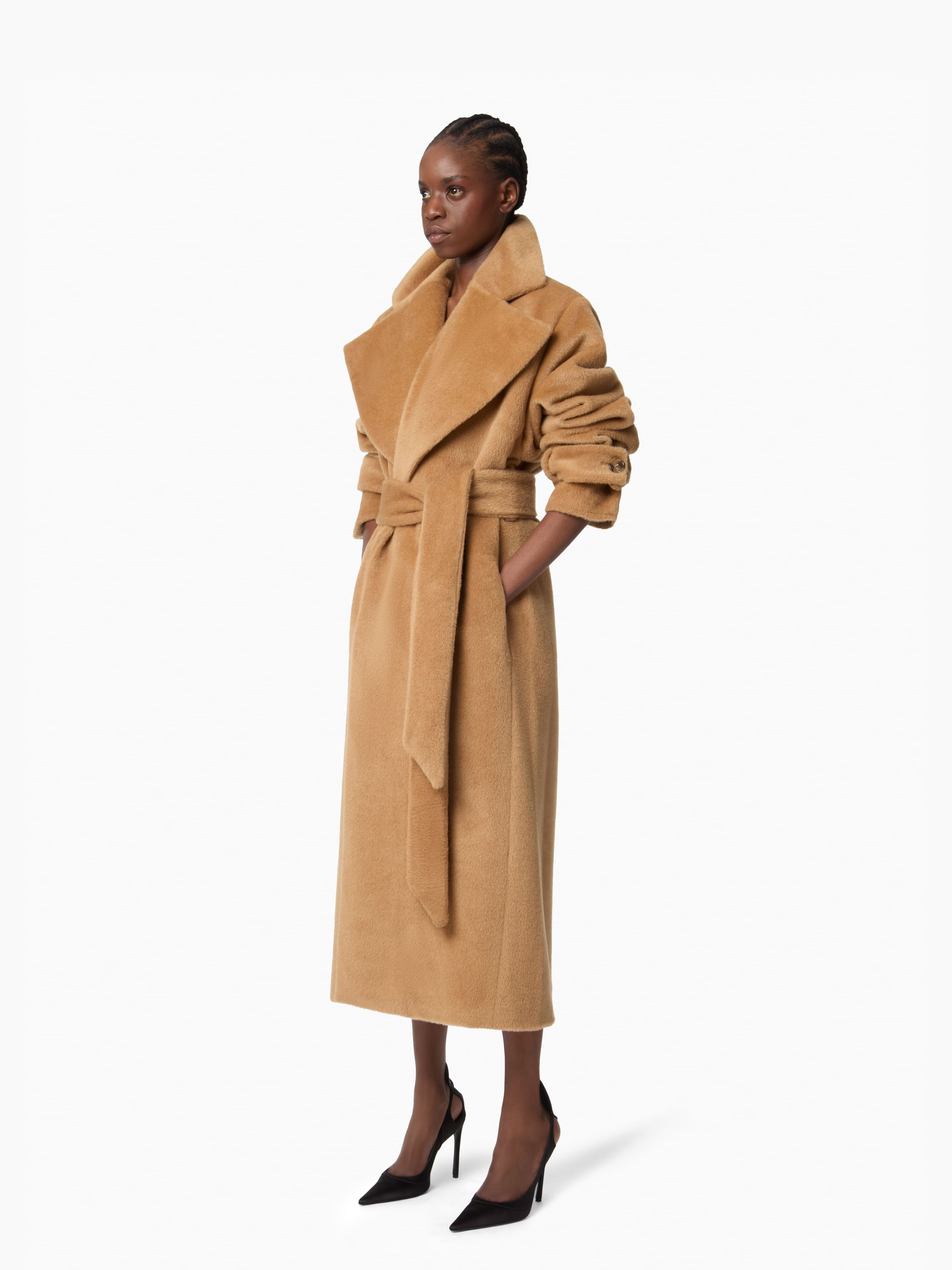 Brown Long Wool Robe Coat - 2