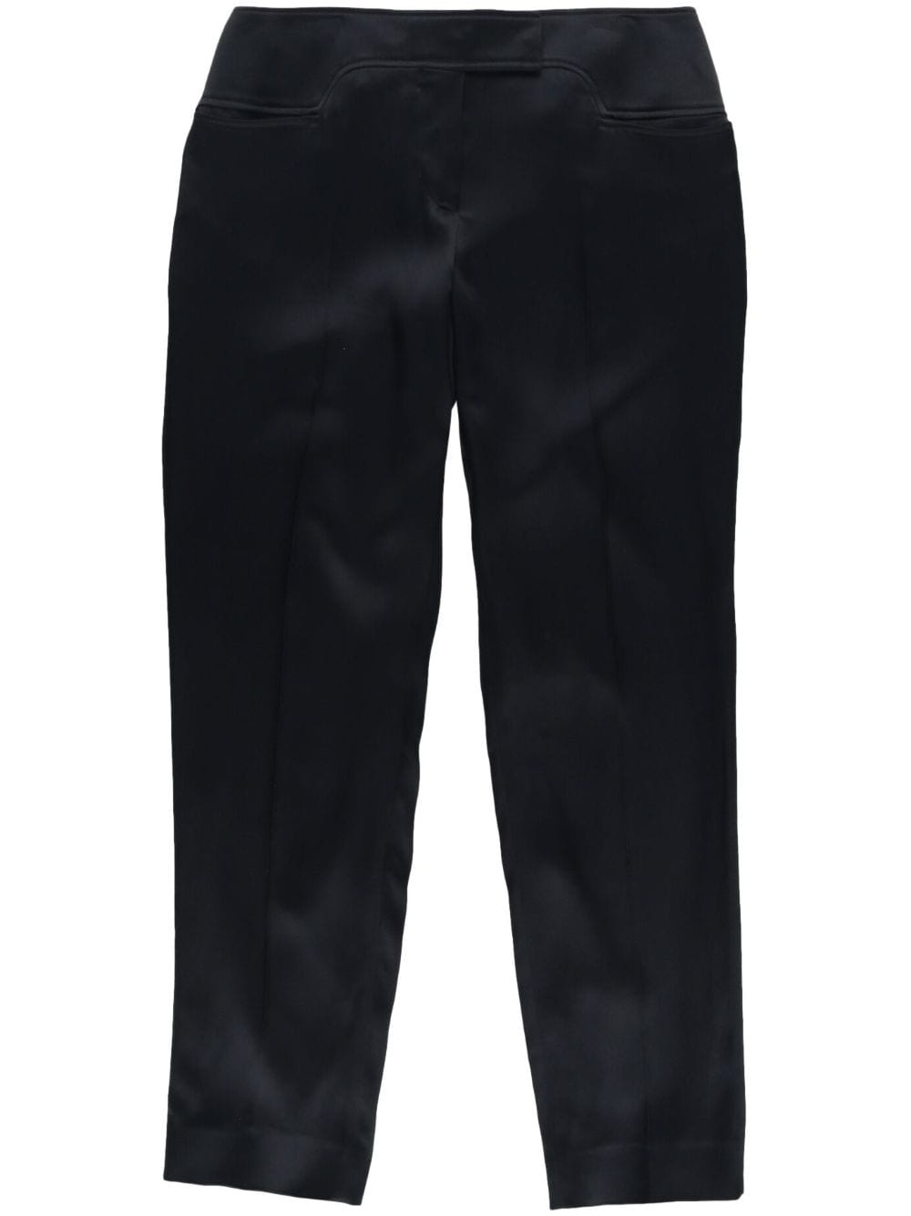 pressed-crease tapered-leg trousers - 1