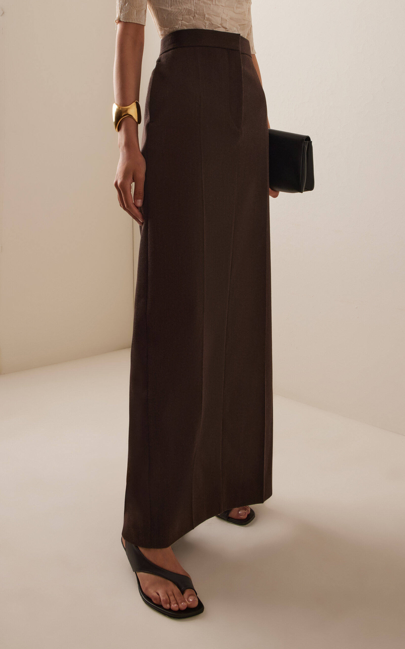 Rae Tailored Wool Skirt brown - 3