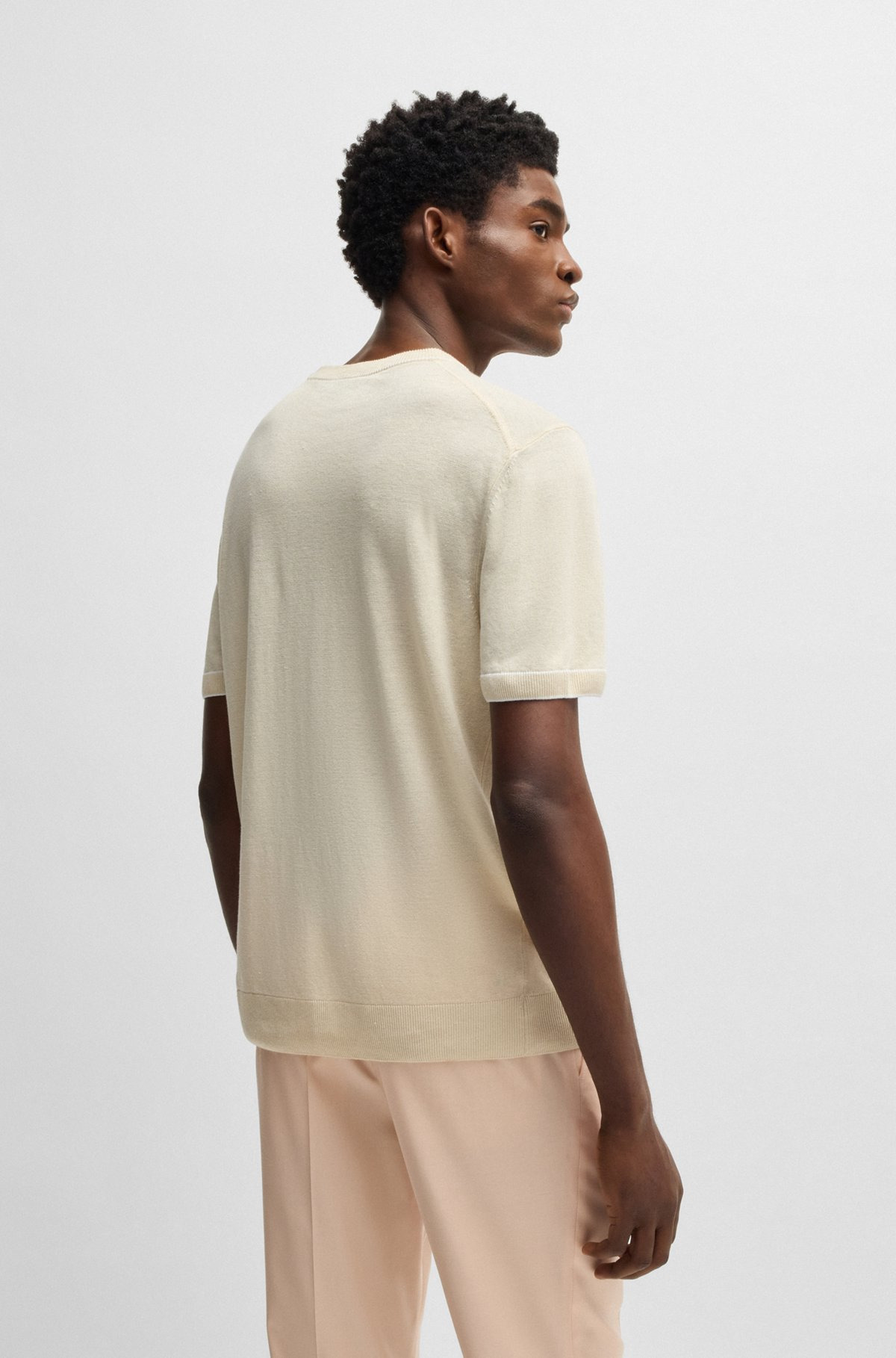 LINEN-BLEND SWEATSHIRT WITH TIPPING - 5
