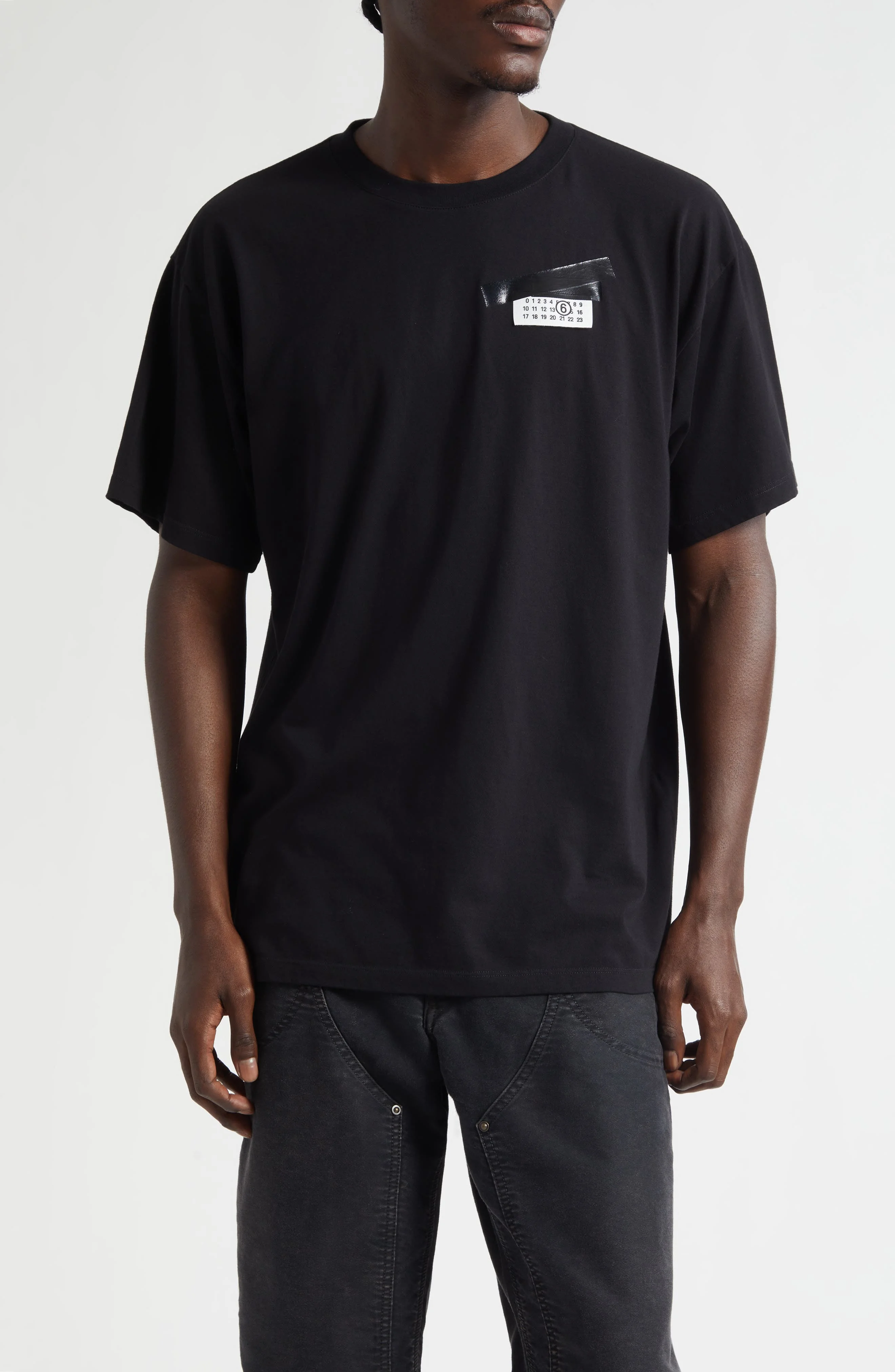 MM6 Maison Margiela Trompe l'Oeil Taped Numeric Logo Graphic T-Shirt in Black at Nordstrom - 1