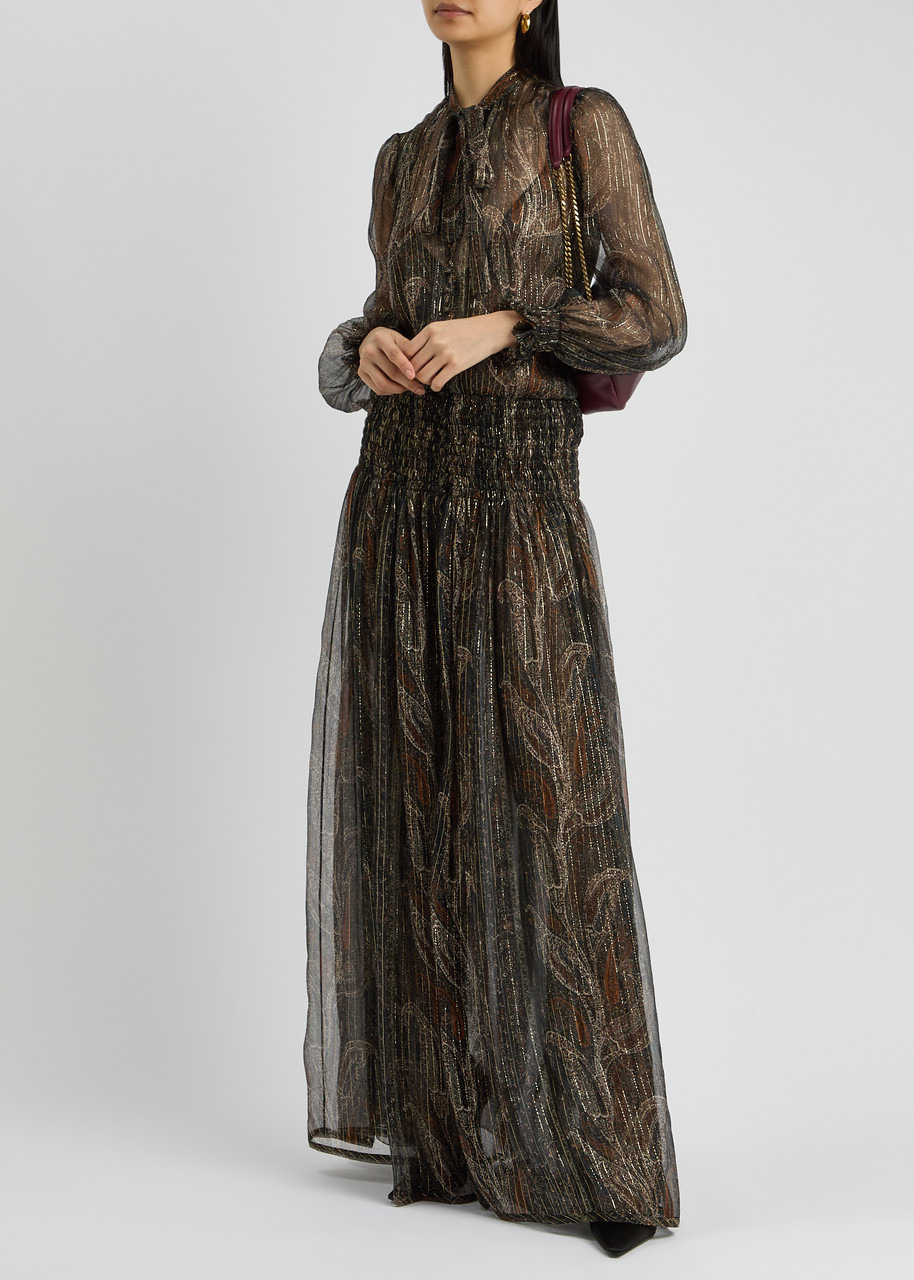 Saint Laurent Paisley-print Silk-blend Chiffon Maxi Dress - 4