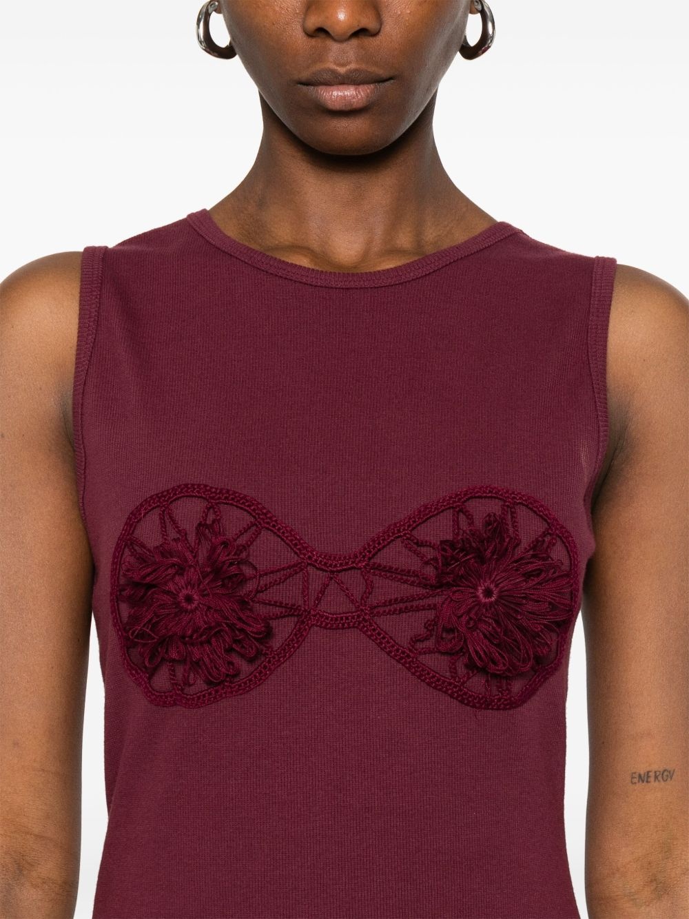 flower-appliqué midi dress - 5