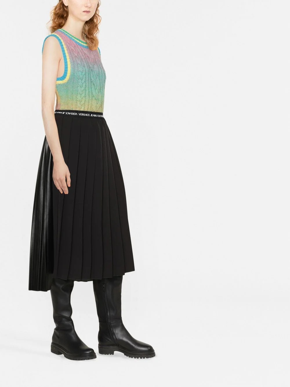 pleated asymmetric skirt - 4