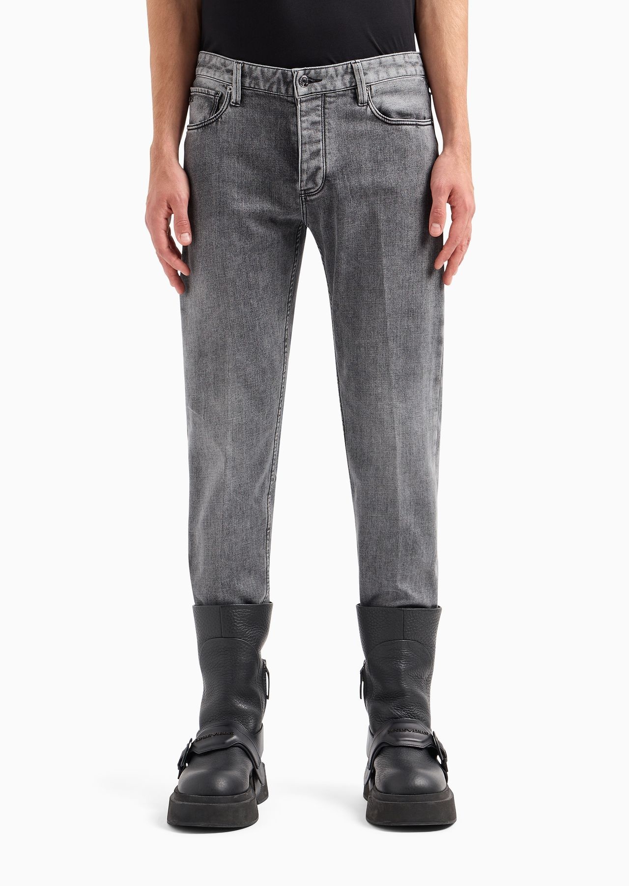 J75 slim-fit jeans in marble-wash, jersey fleece-feel stretch denim - 3