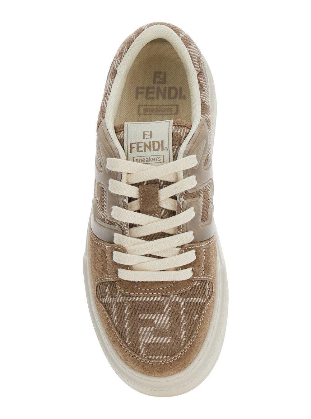 Fendi Women 'Match' Beige Sneaker With All-Over Ff Motif And Platform In Leather And Fabric Woman - 4