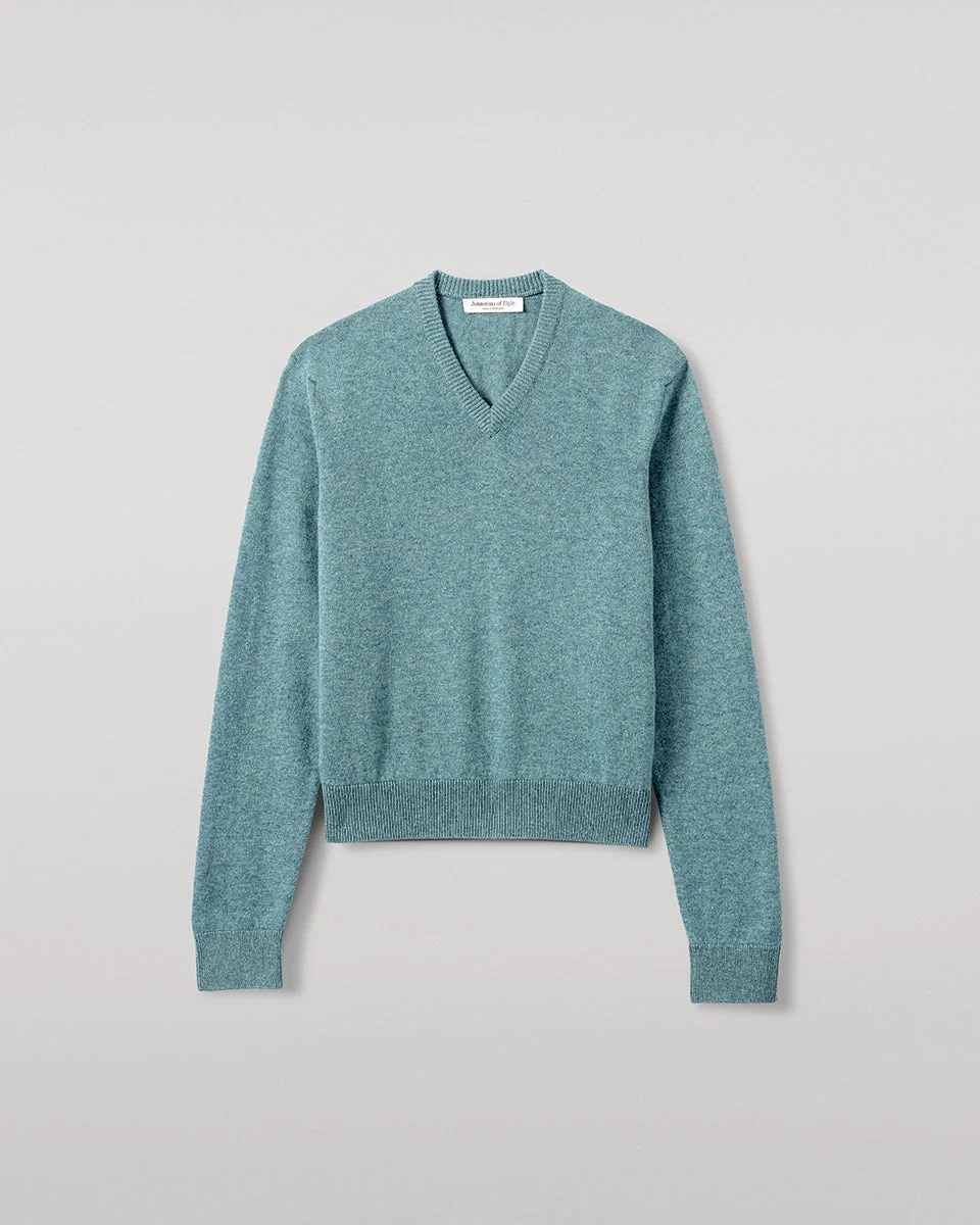 Classic Cashmere Green V Neck Jumper - 1
